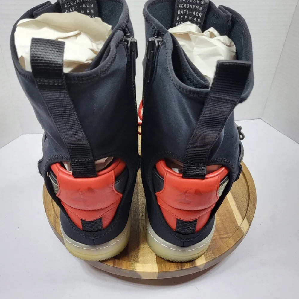 Nike Acronym Air Force 1 Downtown Hi SP Black Crimson 649941-006 Mens 9 Techwear